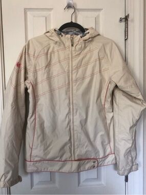 Burton Cream Hooded Snowboard Jacket with Pink Piping